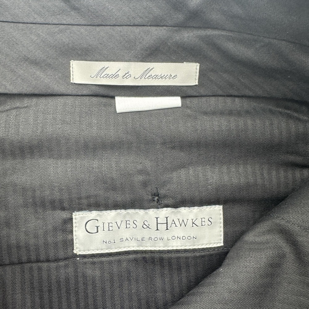 Gieves & Hawkes Pants Mens 34 Green Wool Dress Trousers Flat Front Unhemmed - Picture 3 of 8